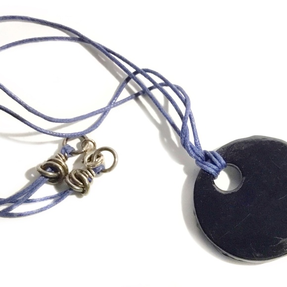 Glass Pendant Necklace with Iridescent Peacock Colors - Picture 3 of 3